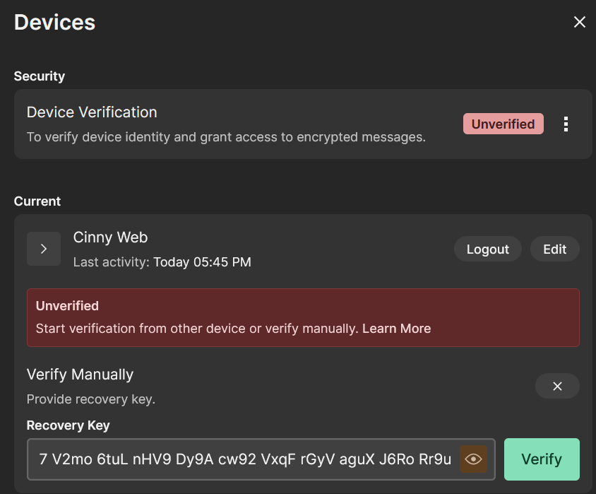 Manual reverification screen