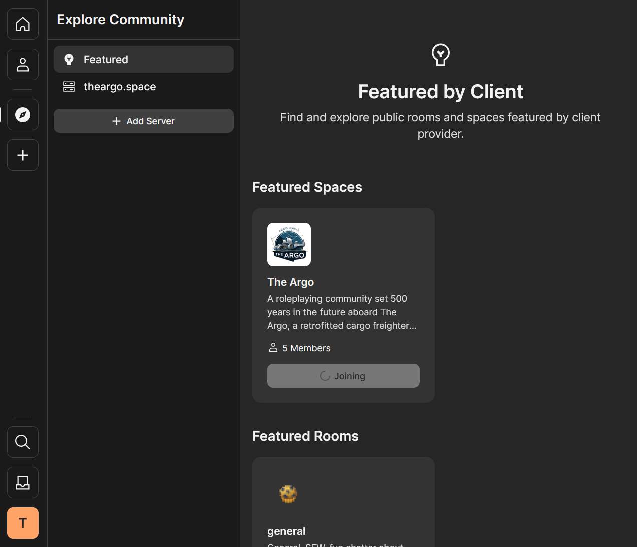 Joining the featured Argo space