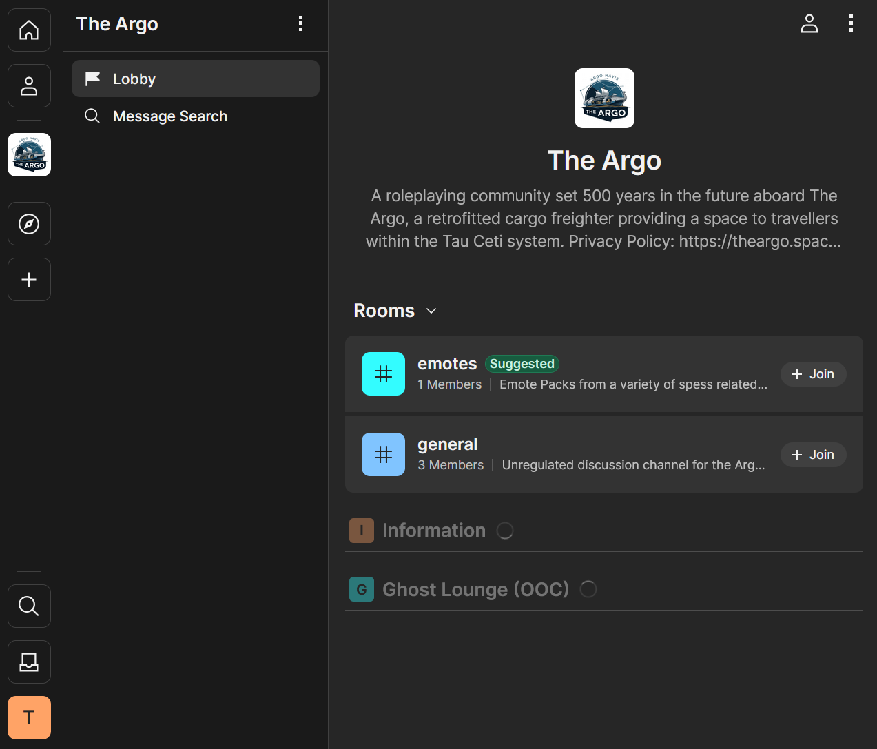 Joining spaces inside The Argo