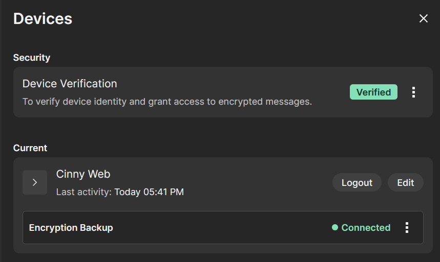 Verified device status